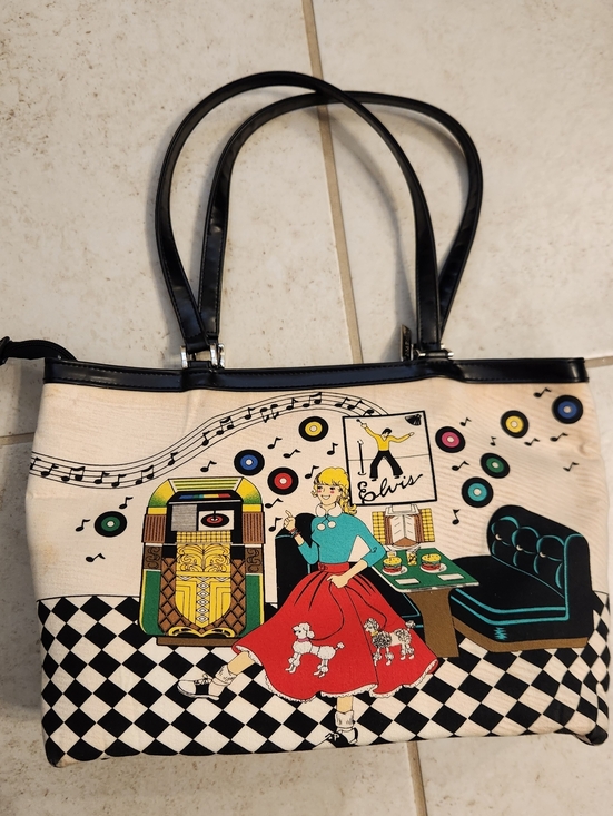 Handbags - Elvis Presley Tote Bag Collectible 50’s Jukebox Retro Beaded White #K